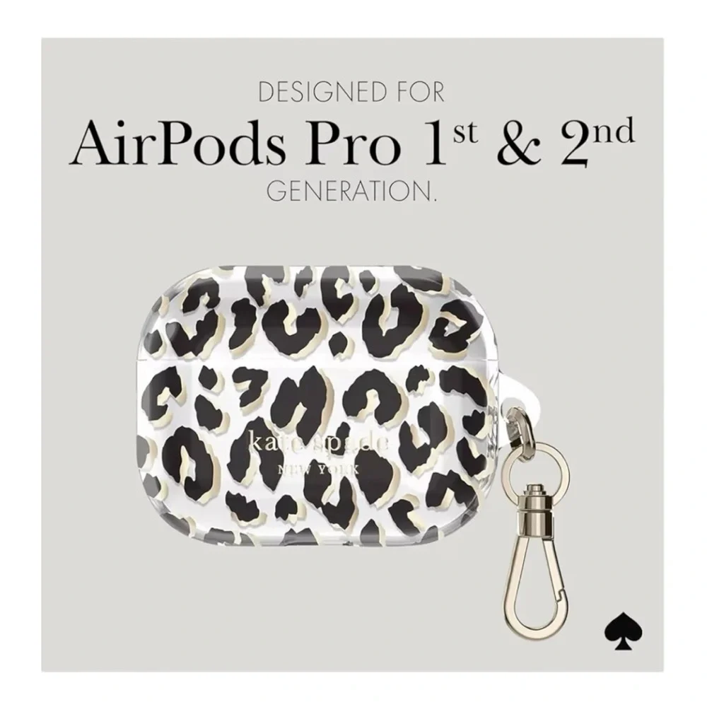 Kate Spade New York Leopard AirPods Pro Case Keychain Gen 1 & 2 NWT